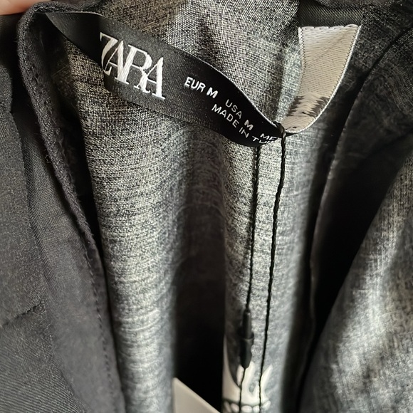 Zara Printed Midi Dress Size Medium M NWT Black White Eccru Abstract Floral - Picture 7 of 9